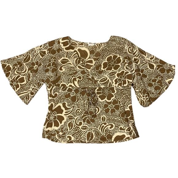 Roxy Womens Size M Boho V-Neck Flowy Sleeves Top Floral Swirl y2k - Picture 1 of 12